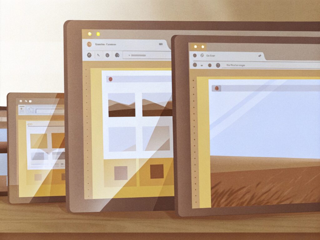 여러 브라우저가 띄워진 모습